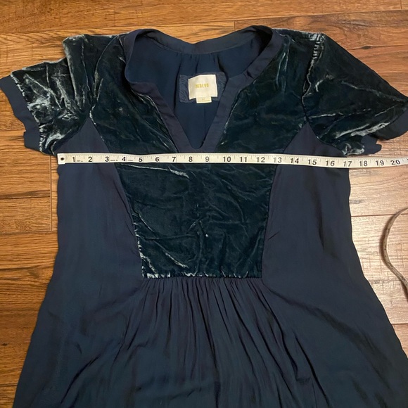 Anthropologie Maeve Ingrid velvet tunic short dress navy blue small petite - Picture 4 of 8